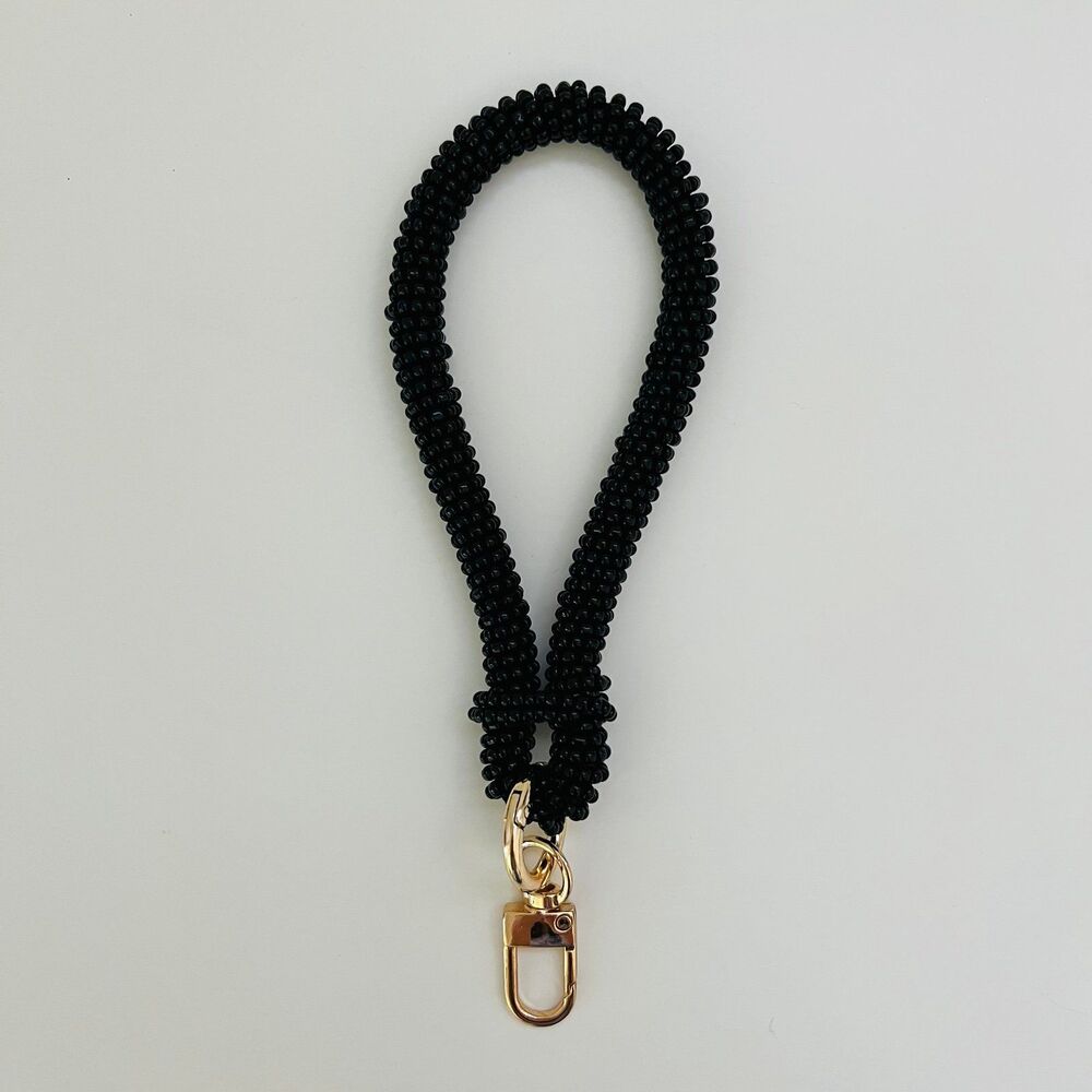 ARTIKL Black Gold Beaded Knot Chain Bracelet Smart Phone Strap Cord